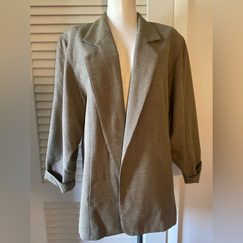 Vintage Olive Green Textured Blazer Jacket